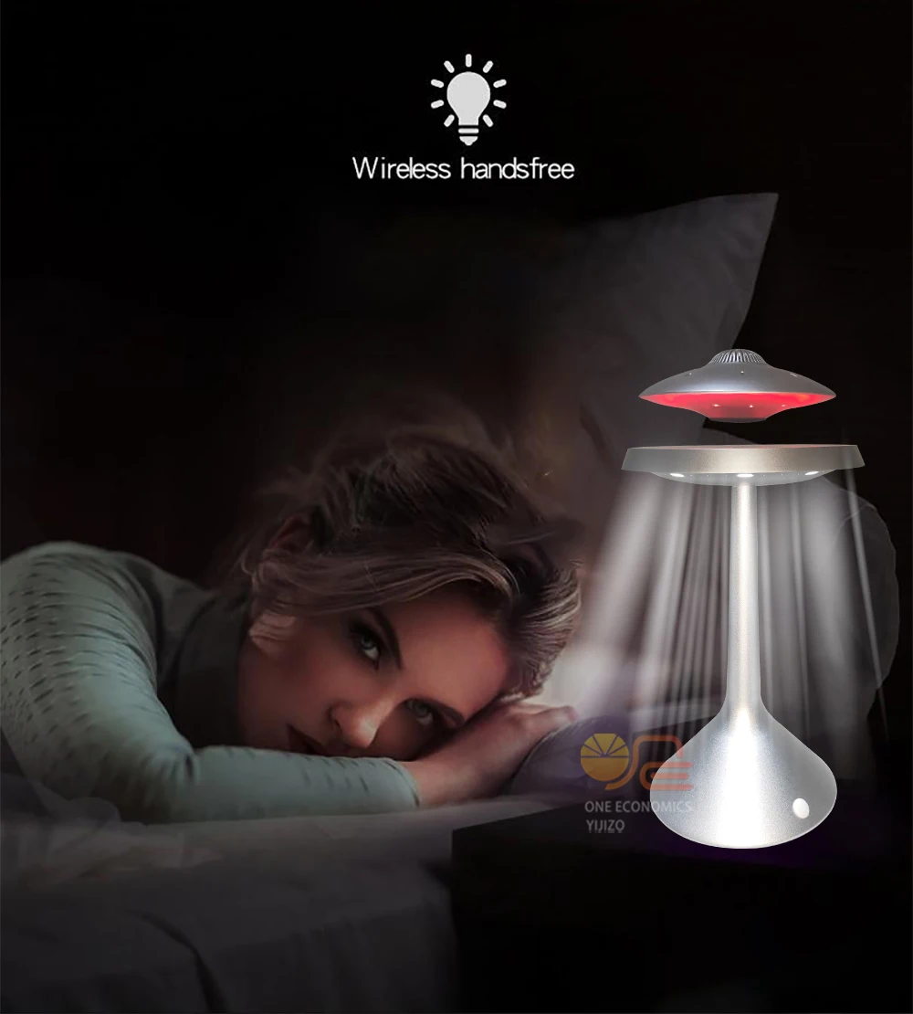 Магнитная левитационная лампа НЛО беспроводной динамик с Bluetooth плавающий на 360 °