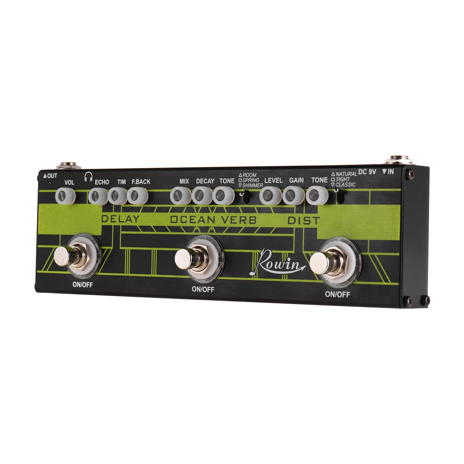 Rowin DAP-1 3-в-1 гитара Мульти для создания спецэффектов задержка + Океанский глагол