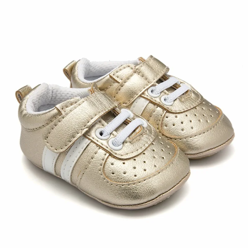 

Baby Shoes Pu Leather Shoes Sneakers Newborn Baby Boys Girls Stripe Crib Shoes Infant Toddler Soft Anti-slip First Walkers