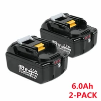 2 packs 6 0ah replacement battery for makita 18v battery bl1860b lithium ion bl1860 bl1850 bl1830 lxt400 cordless power tools