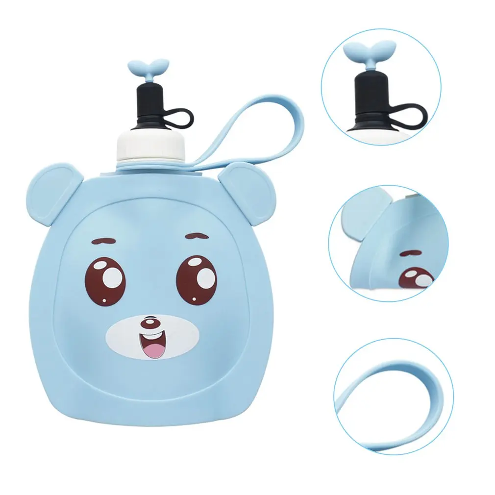 

Silicone Water Bottle Baby Outdoor Portable Water Bottle Children's Folding Sports Water Cup Diagonal Cup Cute Shaped Cup