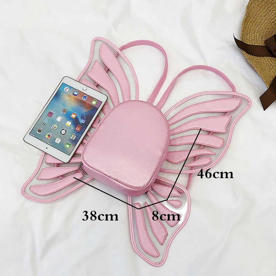 Harajuku рюкзак с бабочкой женский лазерная прозрачная сумка крыльями из