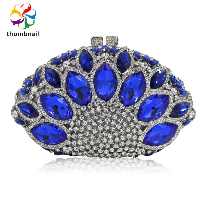 2020 Роскошные Синие вечерние сумки с бриллиантами от известного дизайна женская