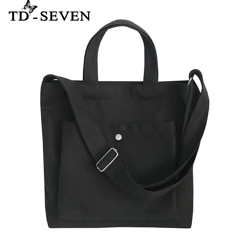 

Женская Холщовая Сумка на плечо, однотонная дорожная дамская сумочка Сумочка-мессенджер для шопинга с двумя карманами, тоут на молнии