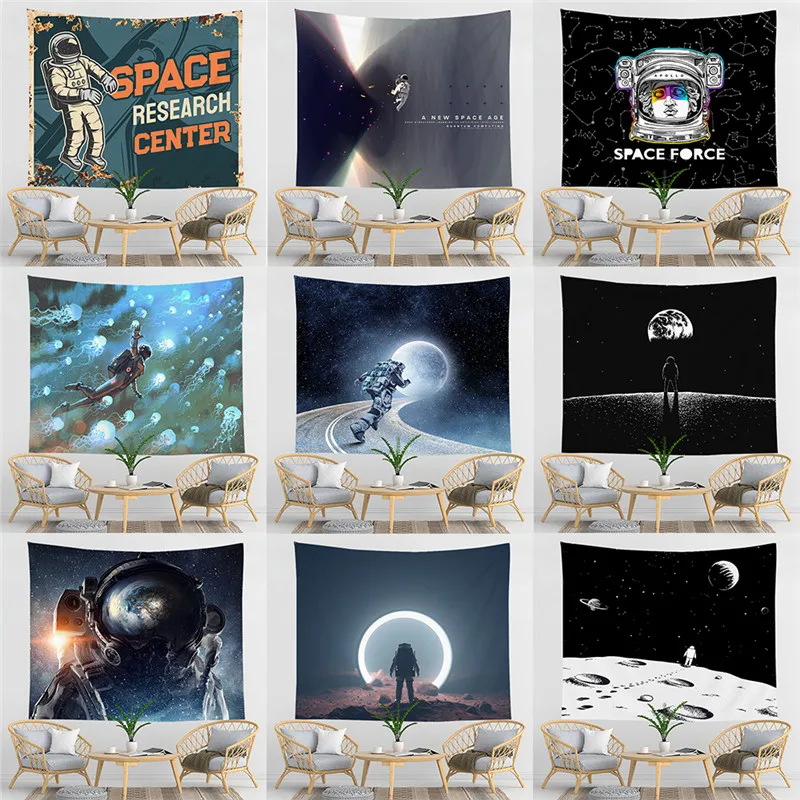 

Universe Space Art Tapestry Printed Wall Covering Psychedelic Astronaut Wall Hanging Beach Towel Mandala Blanket Yoga
