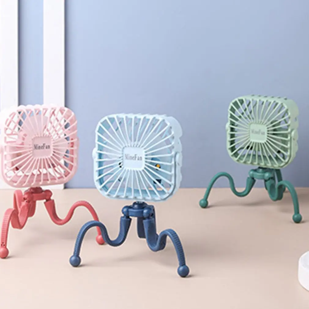 

2021 New Cute Cartoons Octopus Adjustable Portable USB Fans Handheld Baby Stroller Bracket Silent Fan Mini Stand Fans