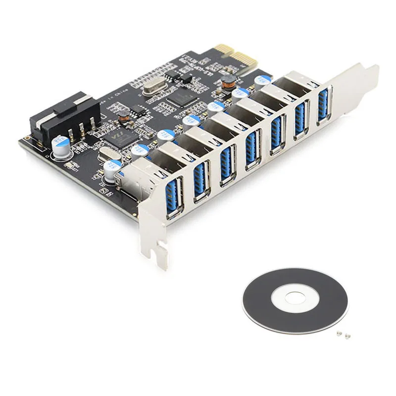 Суперскоростная карта-адаптер PCIE 7 портов USB 3 0 с 4-контактным разъемом питания IDE