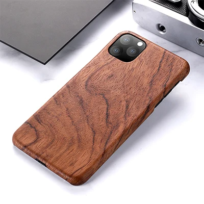 SanCore Original Real Wood Rosewood Cover Phone Shell for iPhone 11 Pro Max Natural Luxury Wooden Pattern Walnut Protective Case - Цвет: Rose Wood