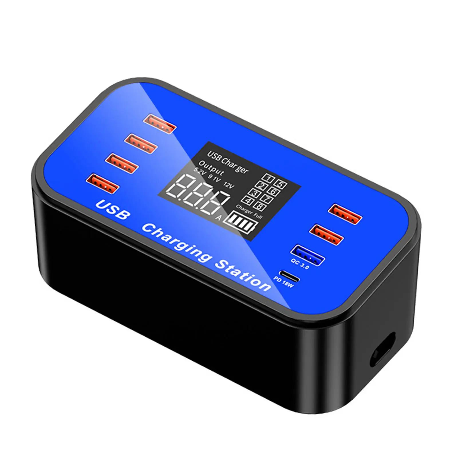 

Multi Smart USB Charger 8-Port Desktop Hub Charging Station USB PD-18W QC 3.0 With LCD Display for iOS Android Phone Tablet