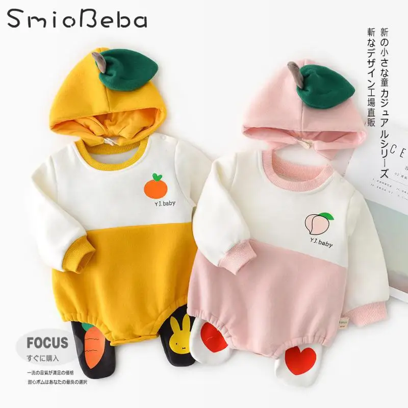 2019 милые комбинезоны в Корейском стиле для маленьких девочек с шапками новая