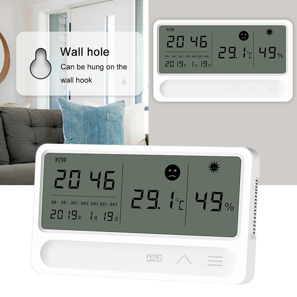 

Multifunction Thermometer Hygrometer LCD Electronic Temperature Humidity Monitor LCD Time Desktop Table Clocks