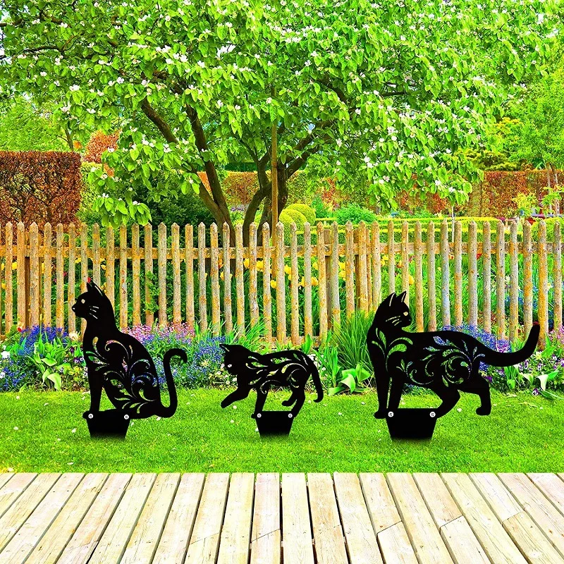 

Cute Metal Gardening Ornaments Hollow Out Simulation Cat Ornament Decoration For Yard Outdoor Garden RT88