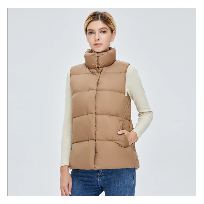 Down jacket women's vest for fall/winter 2021 short stand collar Korean plus size casual white duck down vest, comfortable
