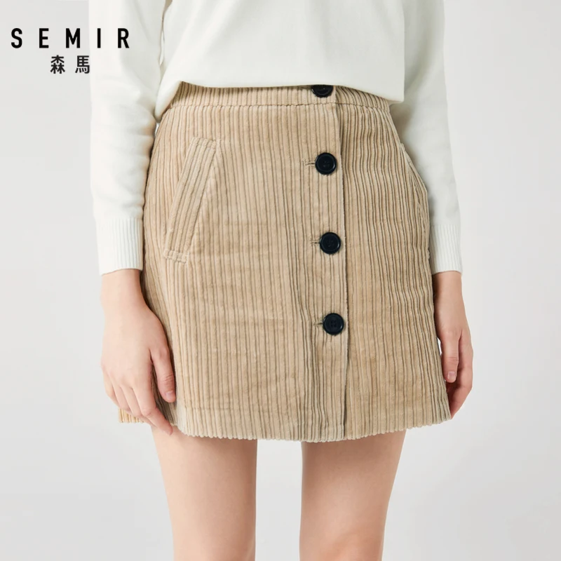 Вельветовая юбка SEMIR для женщин новинка зимы 2020 однобортная облегающая хлопковая