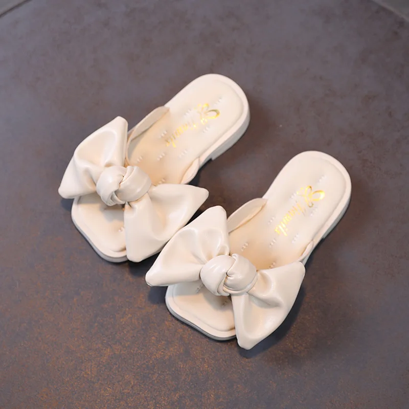 

Girls' Slippers Korea Style New Summer Shoe Outdooor Soft Sole Flip Flops Bowtie Children Beach Shoe Fashion Non-slip Kid Sandal