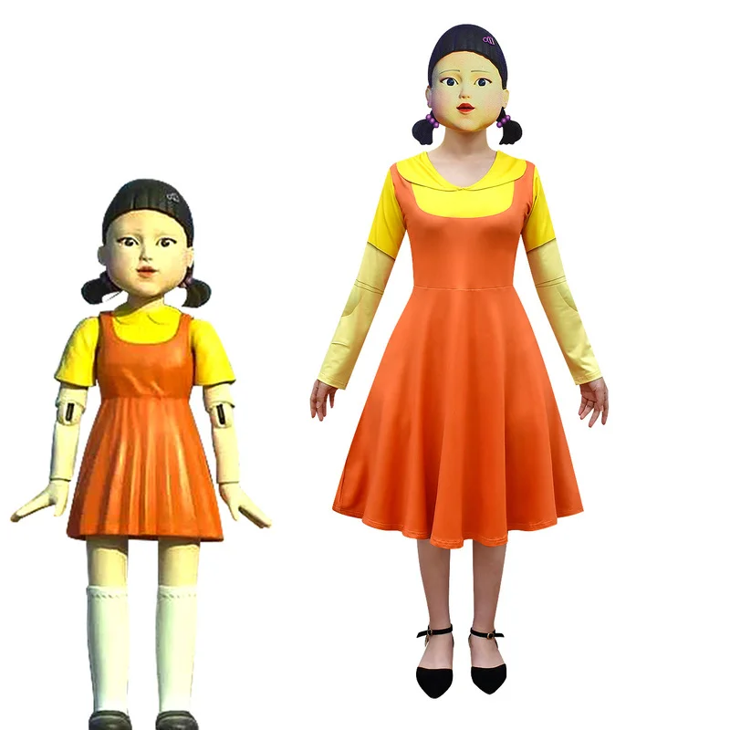 Новинка Детский костюм из игры кальмар с длинными рукавами 123 Кукольное платье