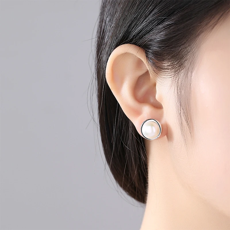 Женские серьги-гвоздики из серебра 925 пробы с жемчугом | Украшения и аксессуары