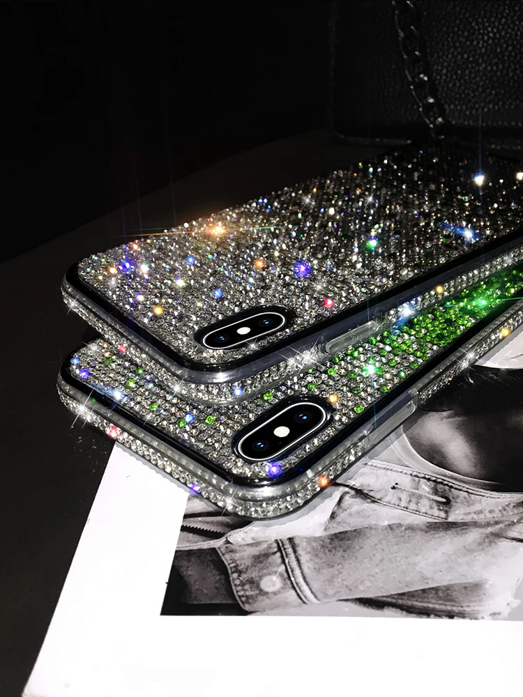 Luxury Gradual Change Shiny Glitter Diamond Phone Case For iPhone 14 13 12 11 Pro Max X Xr Xs 7 8 Plus se2020 Cover