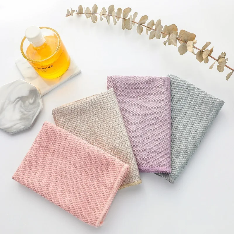 5/10pcs Kitchen Cleaning Fish Scale Grid Rag Microfiber Towel Absorbable Glass Dish Table Window Car Dishcloth | Дом и сад