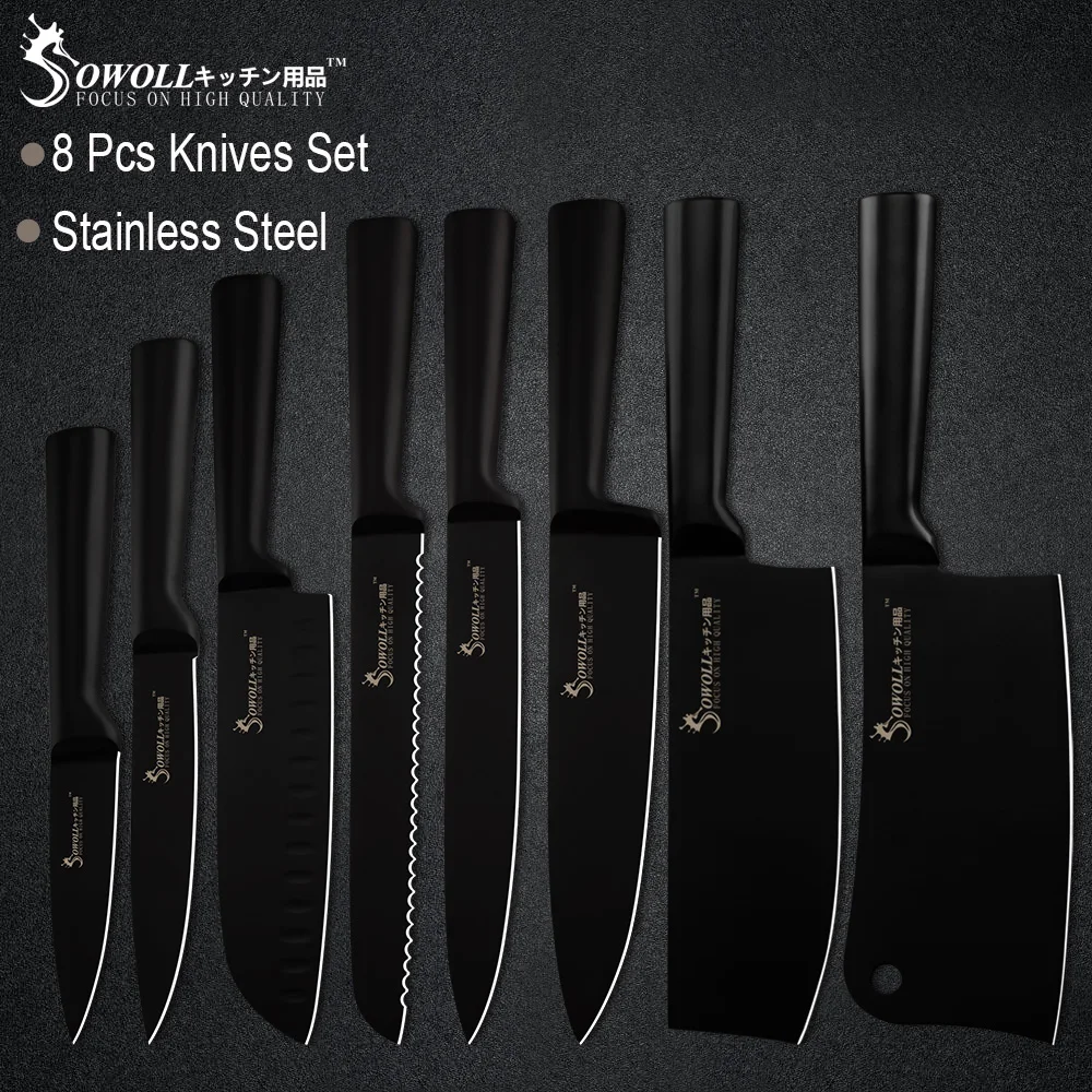 Набор ножей из нержавеющей стали Sowoll с антипригарной ручкой универсальные