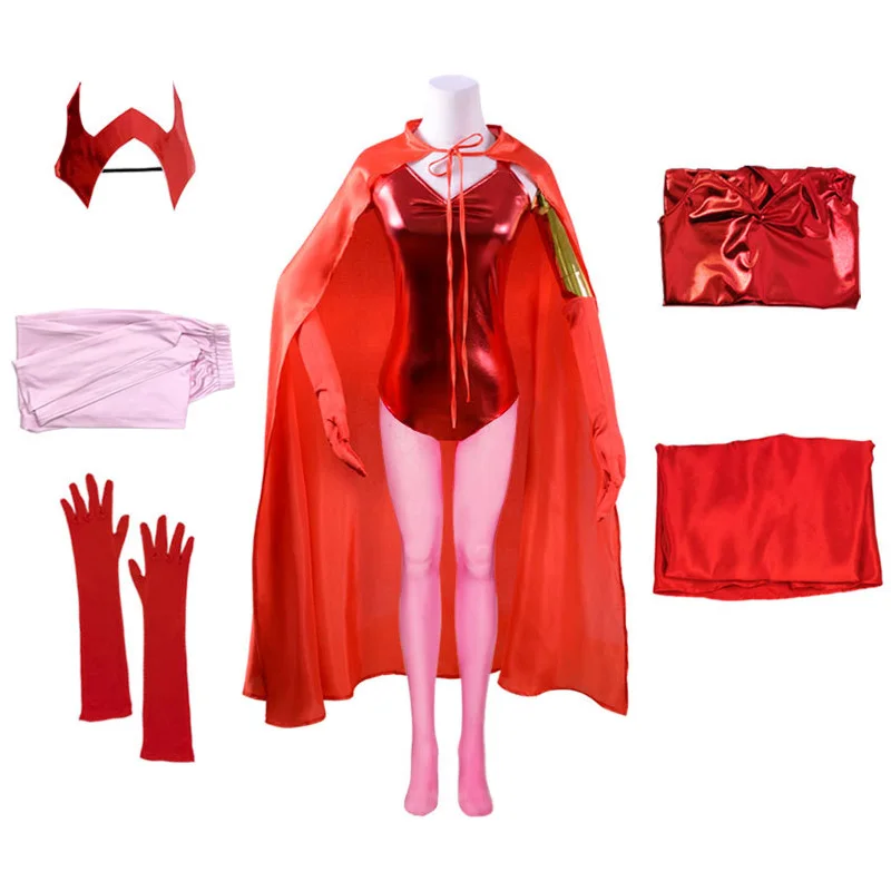 

Wanda Vision Scarlet маскарадный костюм ведьмы Red Top перчатки под плащ аксессуары Униформа женская для Хэллоуина карнавала вечеринки