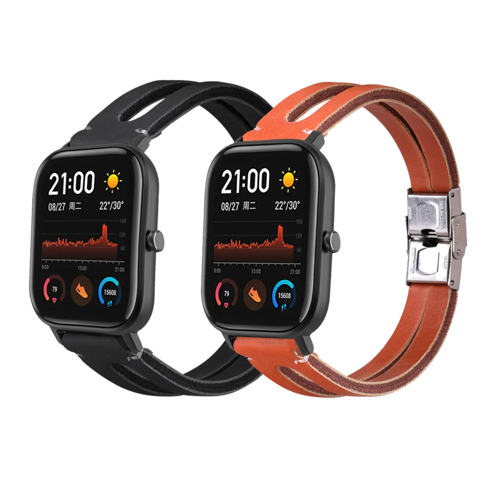 Ремешок из натуральной кожи для смарт часов Amazfit Gts Gtr 42 мм браслет Xiaomi Huaimi Bip Lite 20