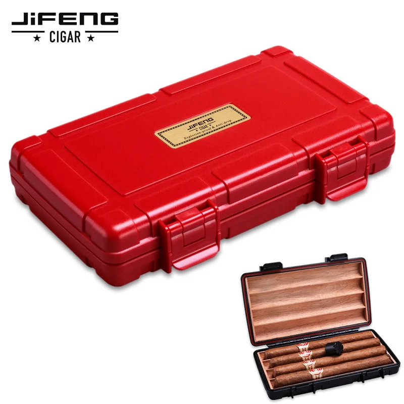 Portable Cigar Humidor Travel Moisturizing Aging Cigar Box Sealed Cigar Case Optional Capacity2/3/4/5pcs Cigar Storage Box Black