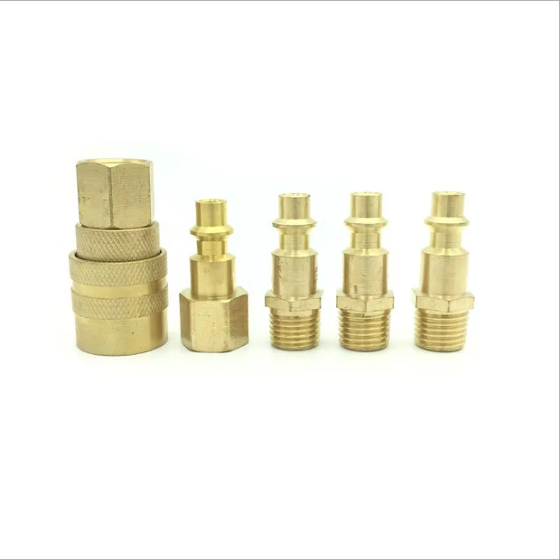 

5Pcs Brass Quick Coupler Set Solid Air Hose Connector Fittings 1/4" NPT Male Female Quick Plug