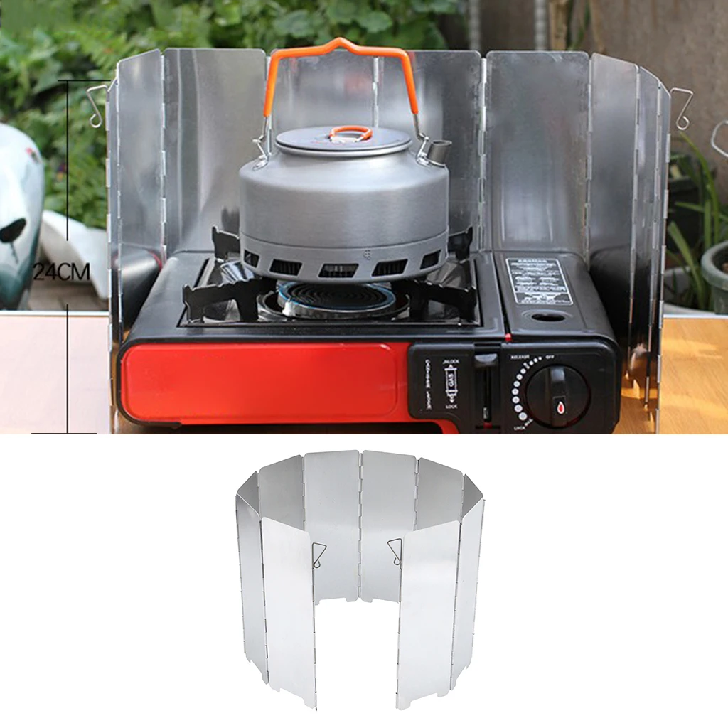 

10X Aluminum Outdoor Folding BBQ Kitchen Stove Windshield Camping Gas Burners Wind Screen Outdoor Cooking Accs