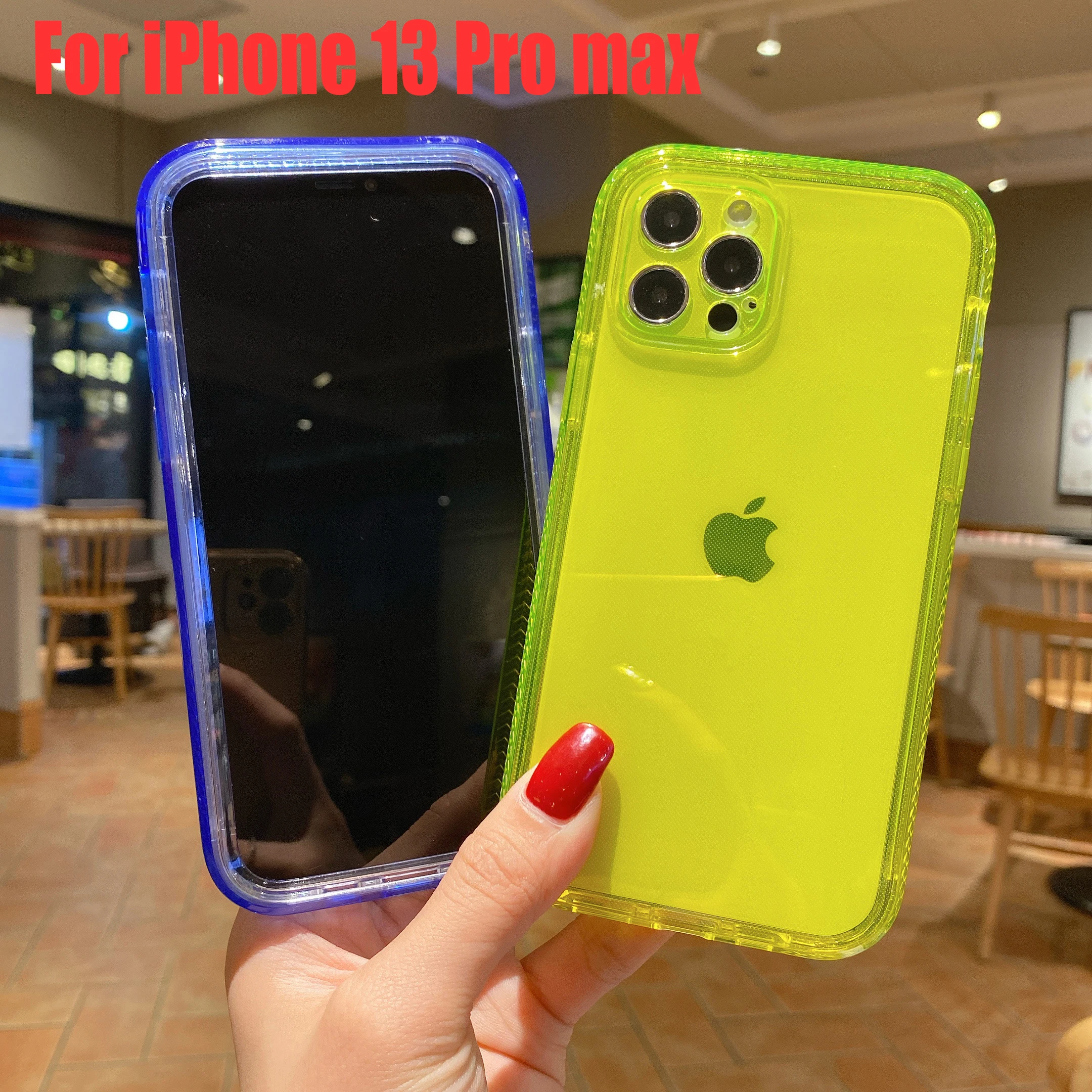 

Color transparent thickened border phone case is for Apple iPhone X XR XSMAX iPhone 11 13 12 Pro max mini 6 7 8 plus back cover