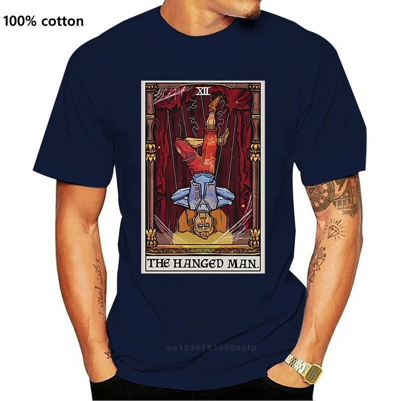 

New Tarot Card Shirt The Hanged Man Halloween Vintage Creepy Marionette Puppet Gift Slim Fit Tee Shirt