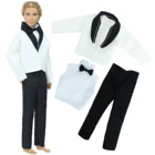 Мужской костюм с жилетом и брюками, официальный белый костюм с бантом, смокинг для свадебной вечеринки, аксессуары, одежда для куклы Барби, Кен, 1 комплект