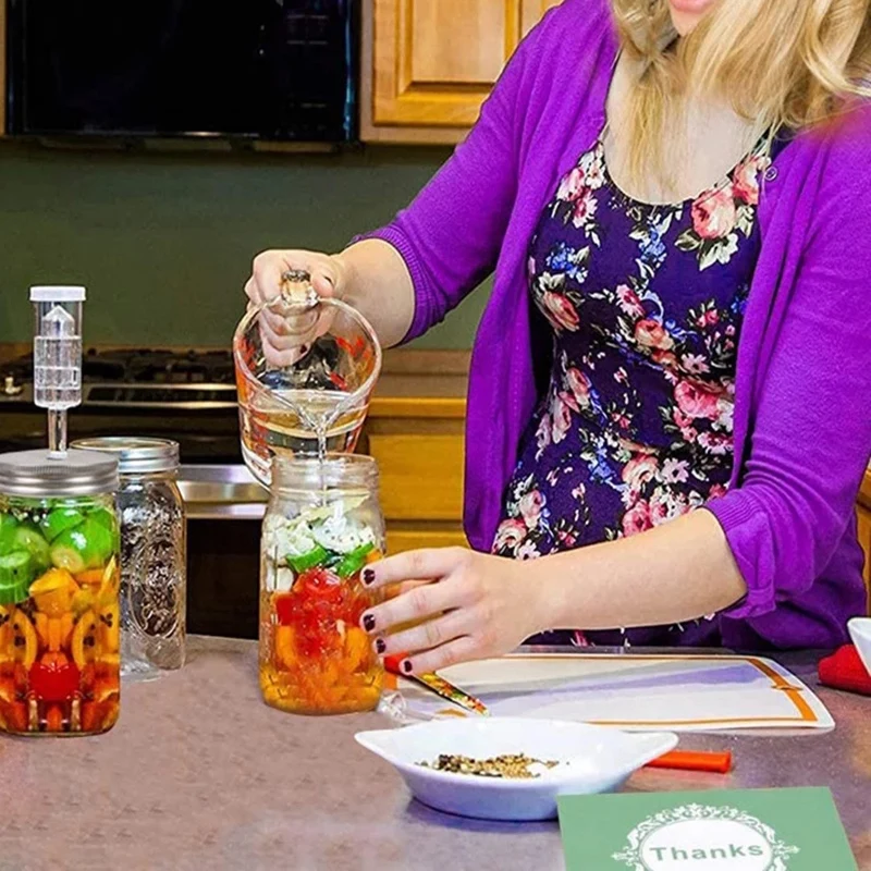 

Wide Mouth Mason Jar Set Wirh Fermentation Lid and Airlock Household Kitchen Supplies