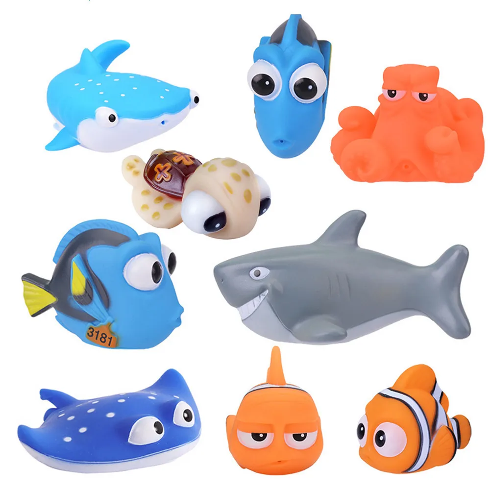 

Baby Bath Toys Finding Nemo Dory Float Spray Water Squeeze Toys Soft Rubber Bathroom Play Animals Bath Figure Toy for Children