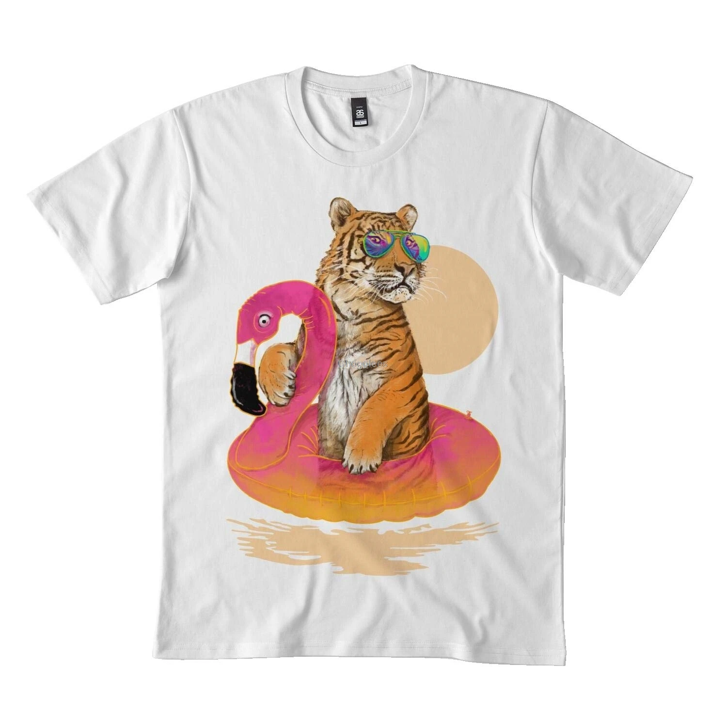 Черная футболка Chillin с Фламинго тигром DMN|Мужские футболки| |