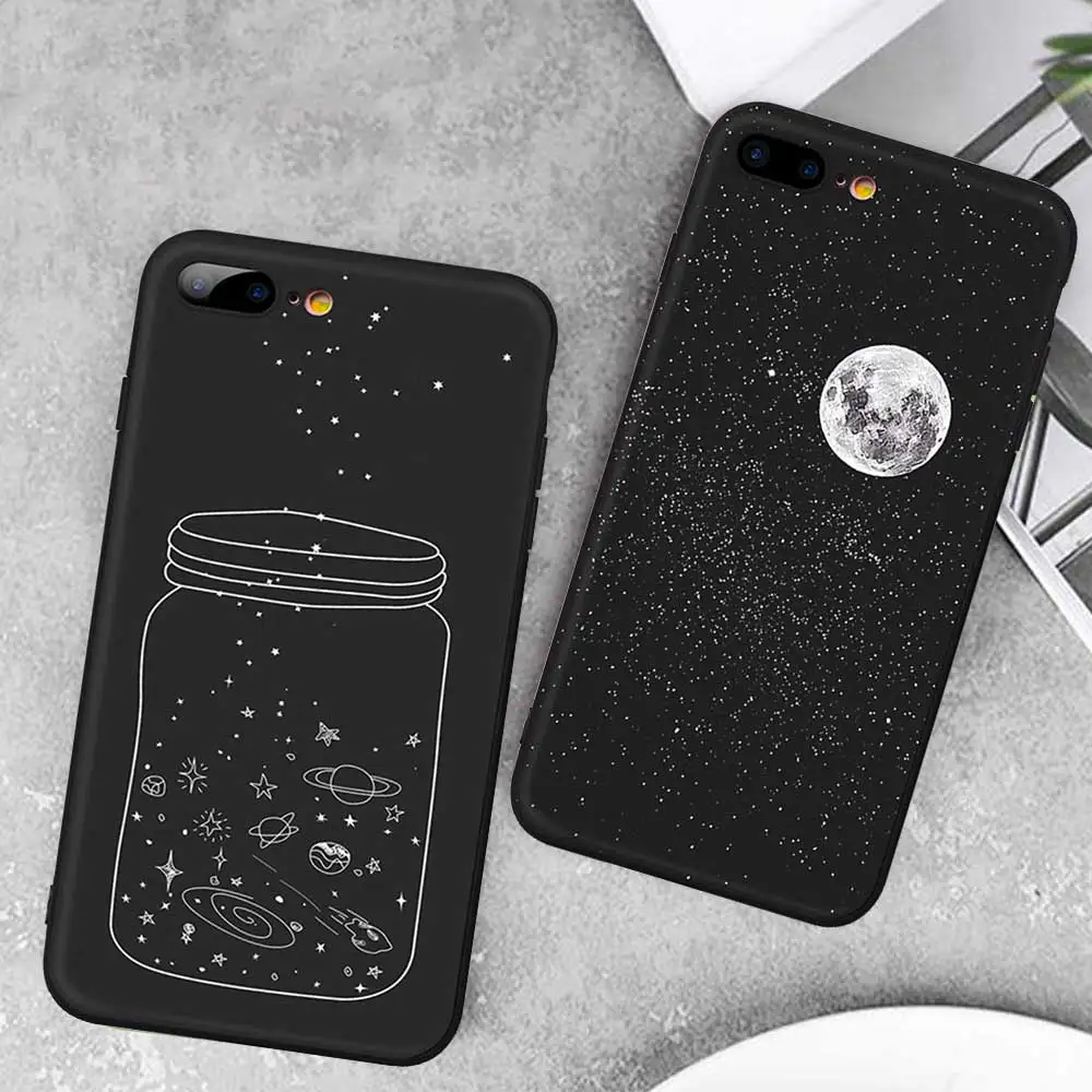 Ультратонкий матовый мягкий чехол из ТПУ с рисунком космической Луны для