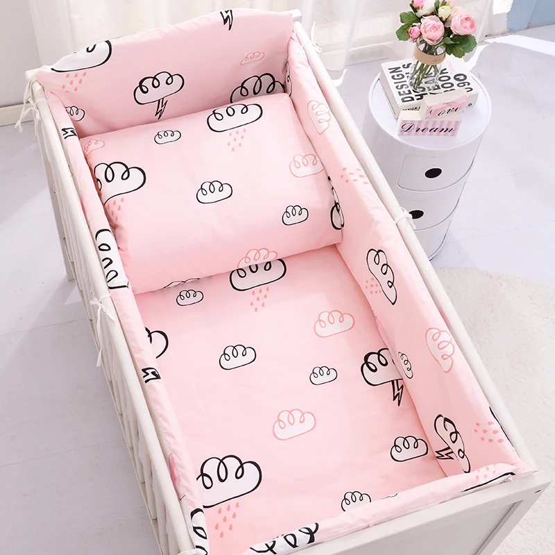 

6/9pcs Pink Cloud baby cot bedding set bumper jogo de berço Newborn Baby Bed Linens For Girl Boy 120*60/120*70cm