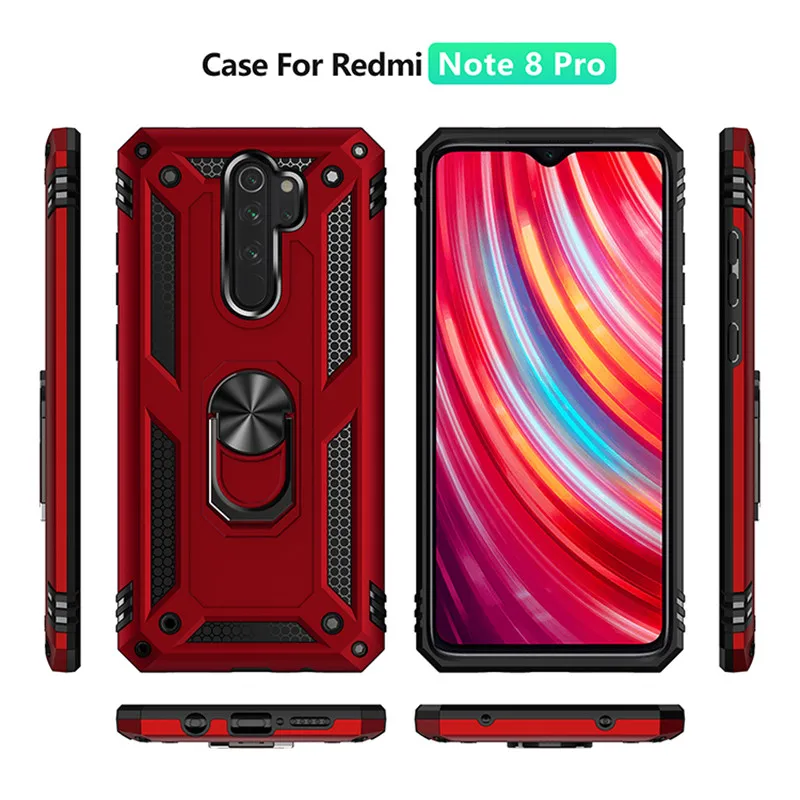 For Xiaomi Redmi Note 8 Pro Case Luxury Car Holder Ring Case for Redmi Note8 Note 8T Soft Silicone Bumper Case