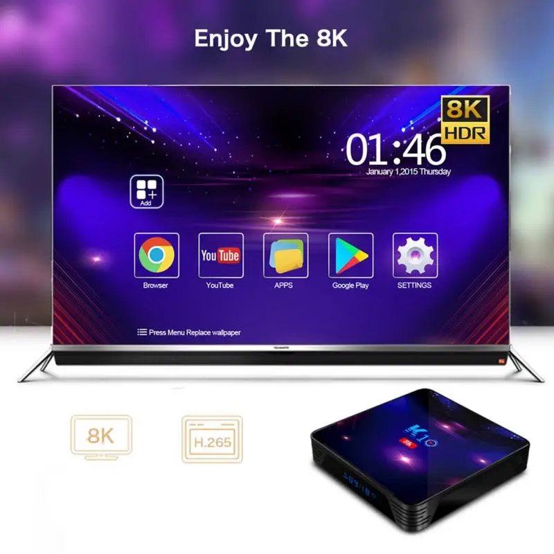 

ТВ-приставка K10 на Android 9,0, 4 + 32 Гб, Bluetooth