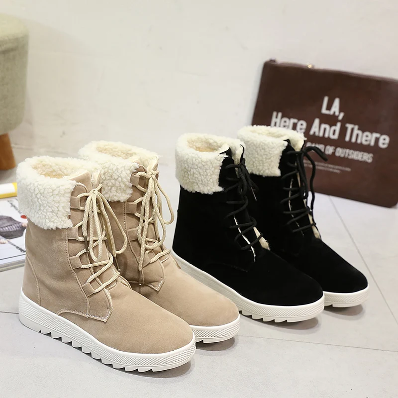 Женские короткие ботинки однотонные бархатные теплые с закрытым носком s51 для