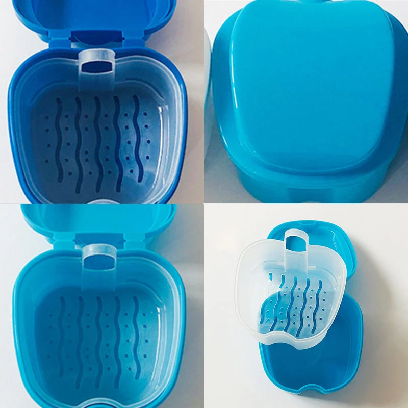 

Denture Bath Box Case Dental False Teeth Storage Box with Hanging Net Container Plastic Artificial Tooth Organizer Teeth Care
