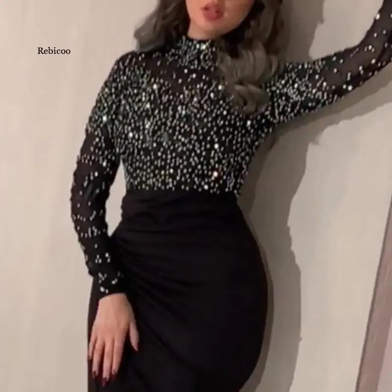 

Sexy Summer New Empire Sheath Solid Long Sleeve Lace O-Neck Womens Dress