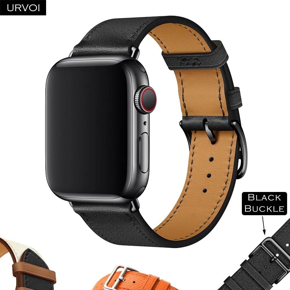 Кожаный ремешок URVOI для apple watch series 8 7 6 SE 5 4 321 ultra single tour браслет iwatch классический