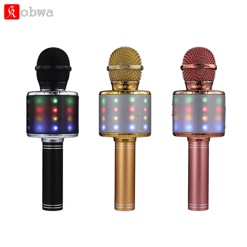 4-in-1 LED Wireless bluetooth Karaoke Microphone USB Speaker Mini Singing KTV | Электроника