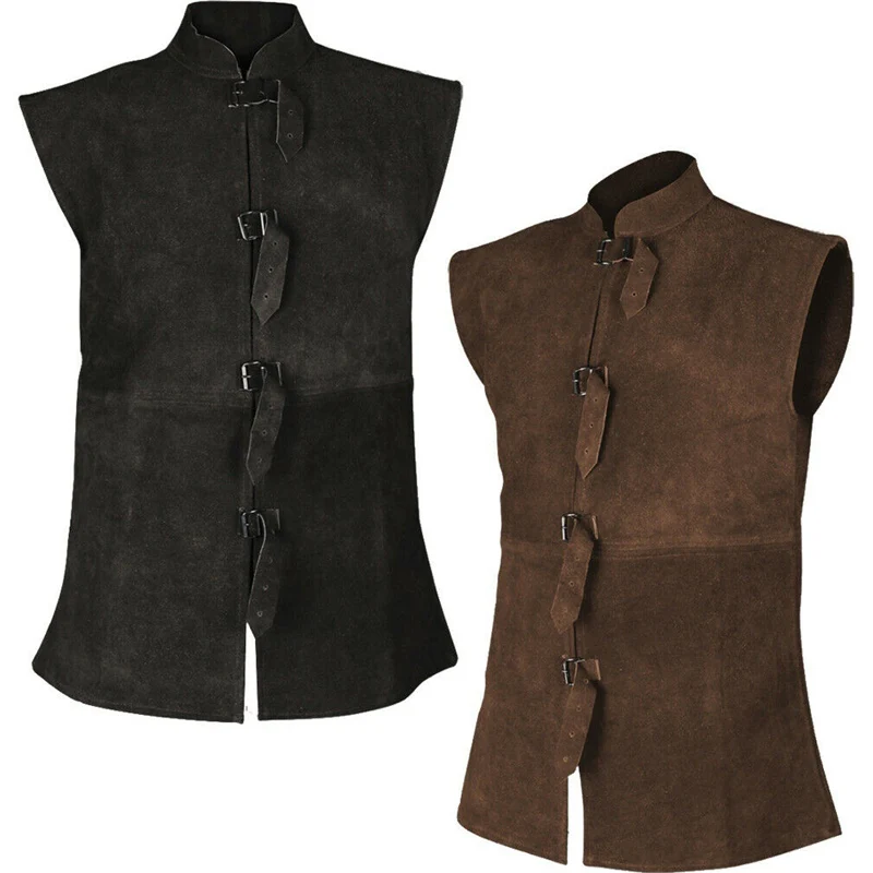 

Middle Ages Vintage Lacing Sleeveless Vest Circus Stage Performance Clothing Hunter Field Vests Halloween Cosplay Costumes 2022