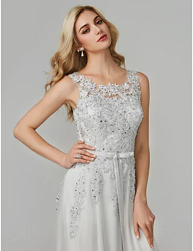 Erosebridal Элегантные Формальные платья Вечерние серые кружевные вечерние платья с бисером для женщин, длинное вечернее платье со шнуровкой сзади
