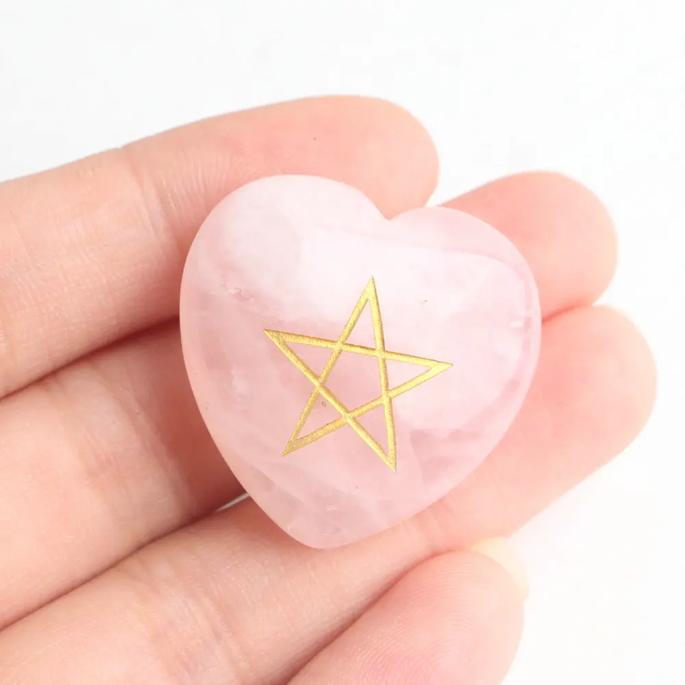 1 шт. натуральный кристалл пять звезд Руна в форме сердца кулон любовь пышный