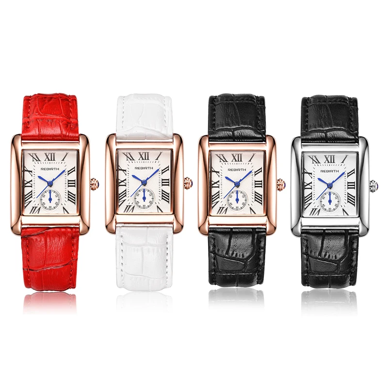 REBIRTH квадрат часы для мужчин и женщин с прямоугольным циферблатом роскошные