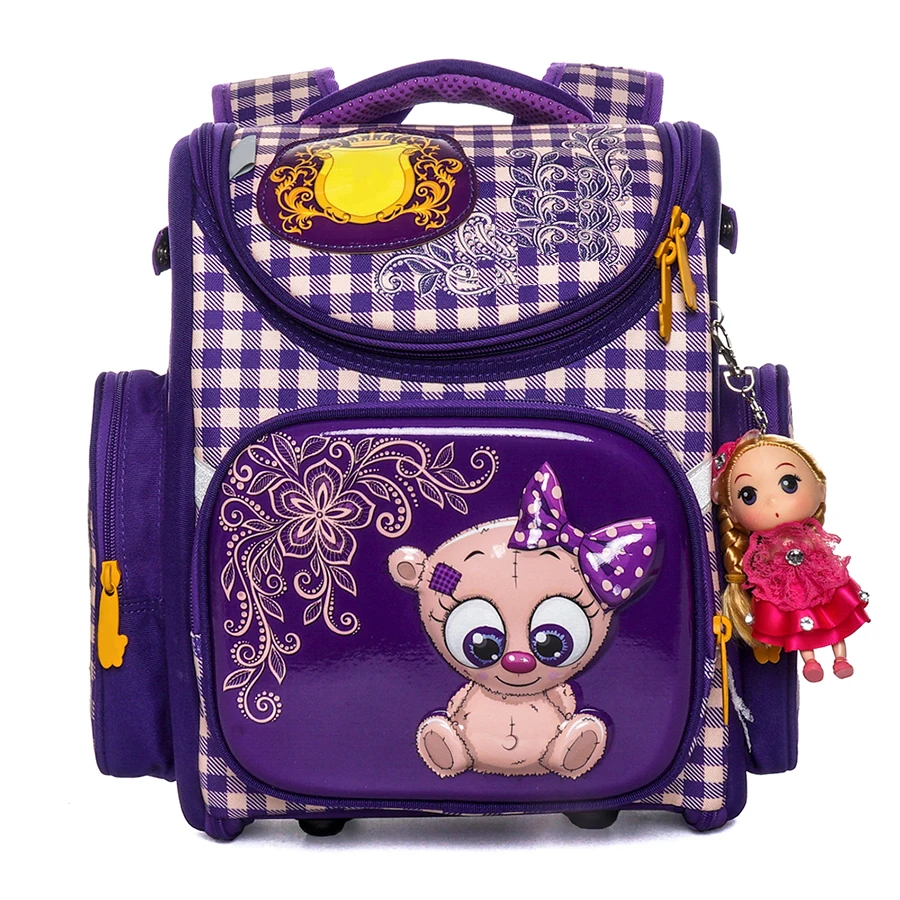 Рюкзак для девочек, 3-157, с мультяшным принтом, школьная сумка, складной ранец