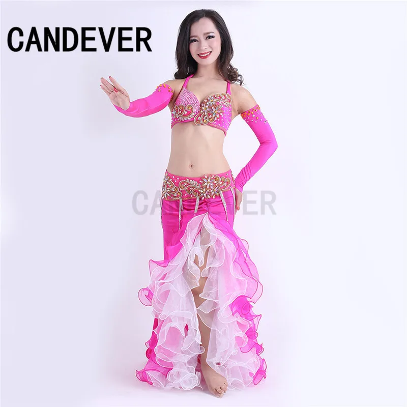 Восточные женщины набор костюма для танца живота 5 шт бюстгальтер и юбка с поясом